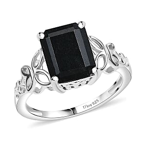 D'Joy Australian Black Tourmaline 3.50 ctw Solitaire Ring in Sterling Silver (Size 9.0)