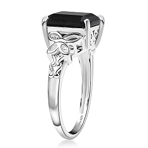 D'Joy Australian Black Tourmaline 3.50 ctw Solitaire Ring in Sterling Silver (Size 9.0)