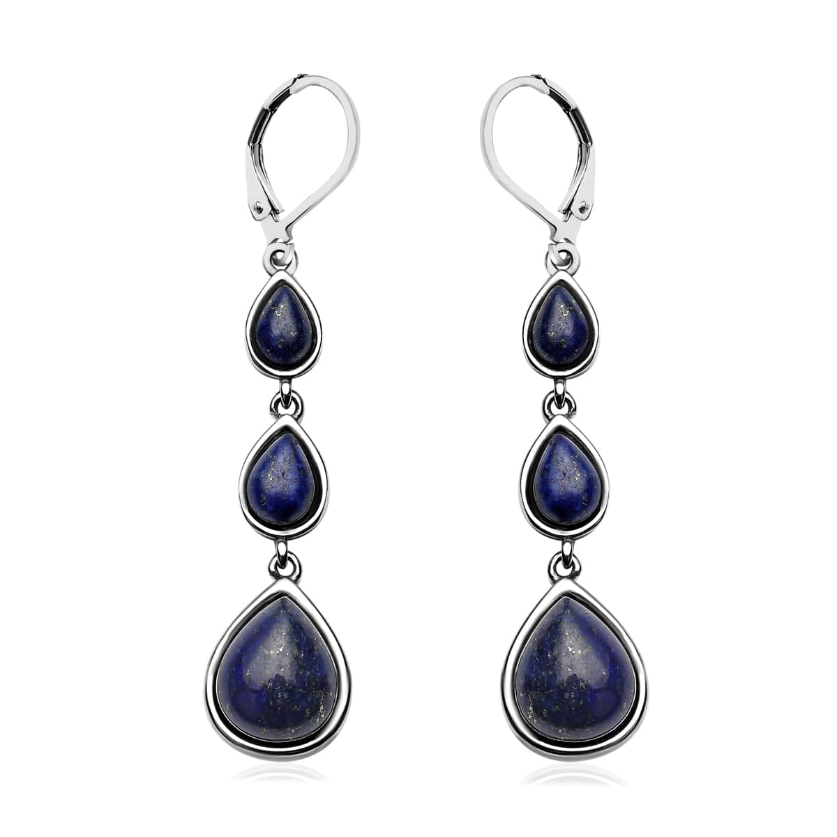 Lapis Lazuli Dangle Earrings in Stainless Steel 11.20 ctw image number 0