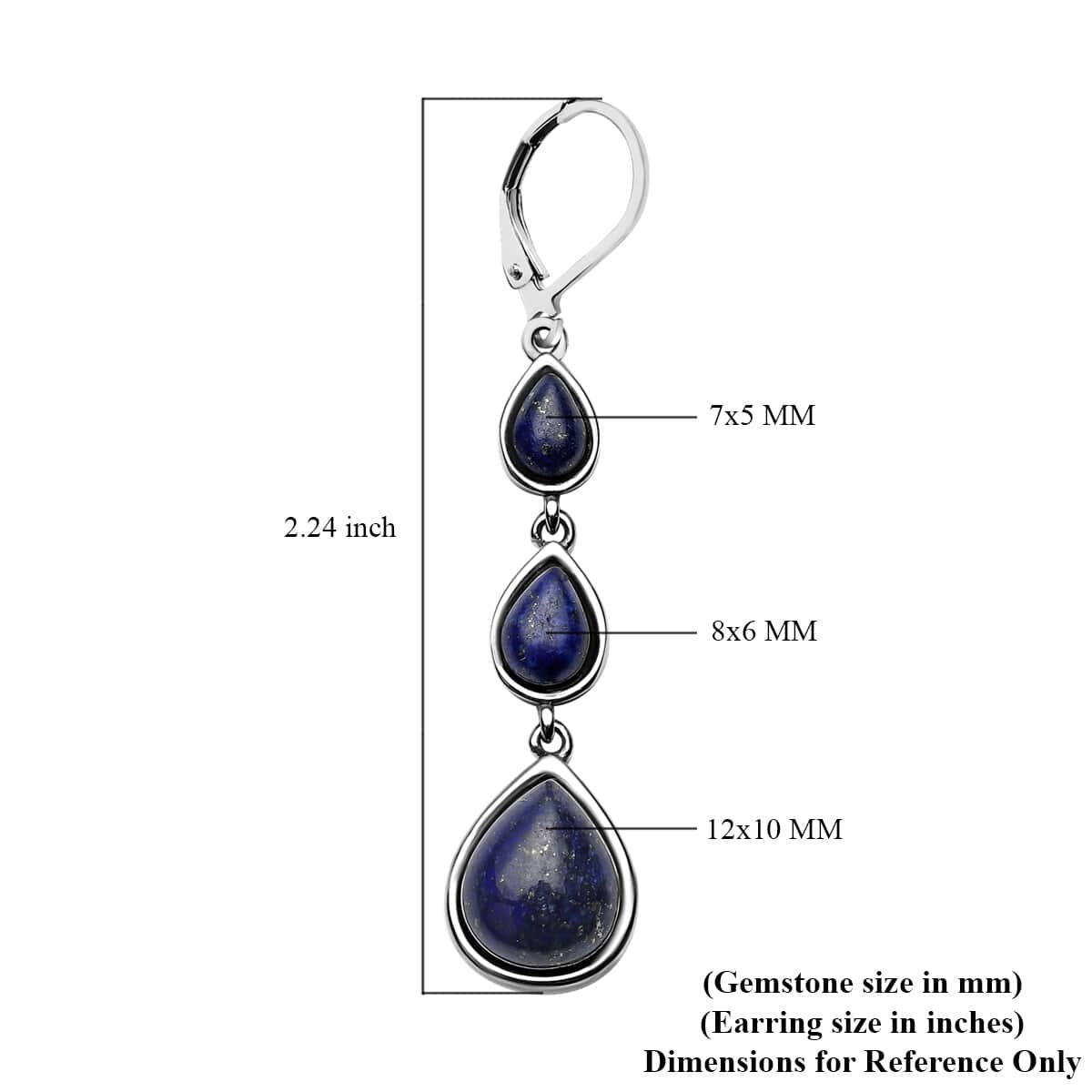 Lapis Lazuli Dangle Earrings in Stainless Steel 11.20 ctw image number 3