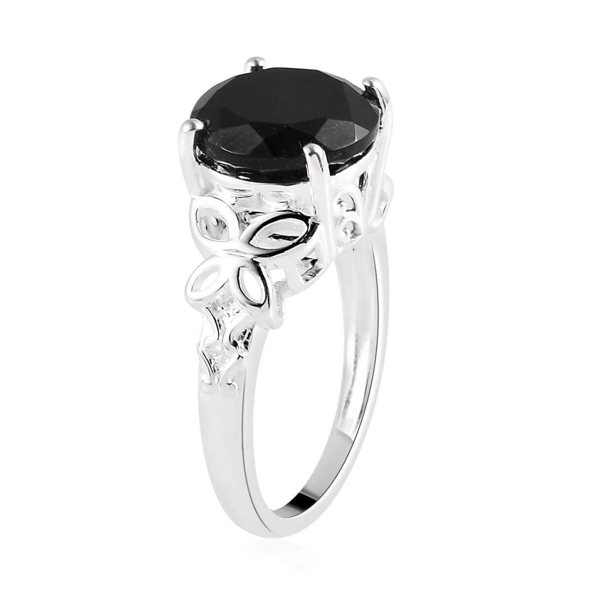 Australian Black Tourmaline Solitaire Ring in Sterling Silver (Size 5.0) 3.75 ctw image number 5