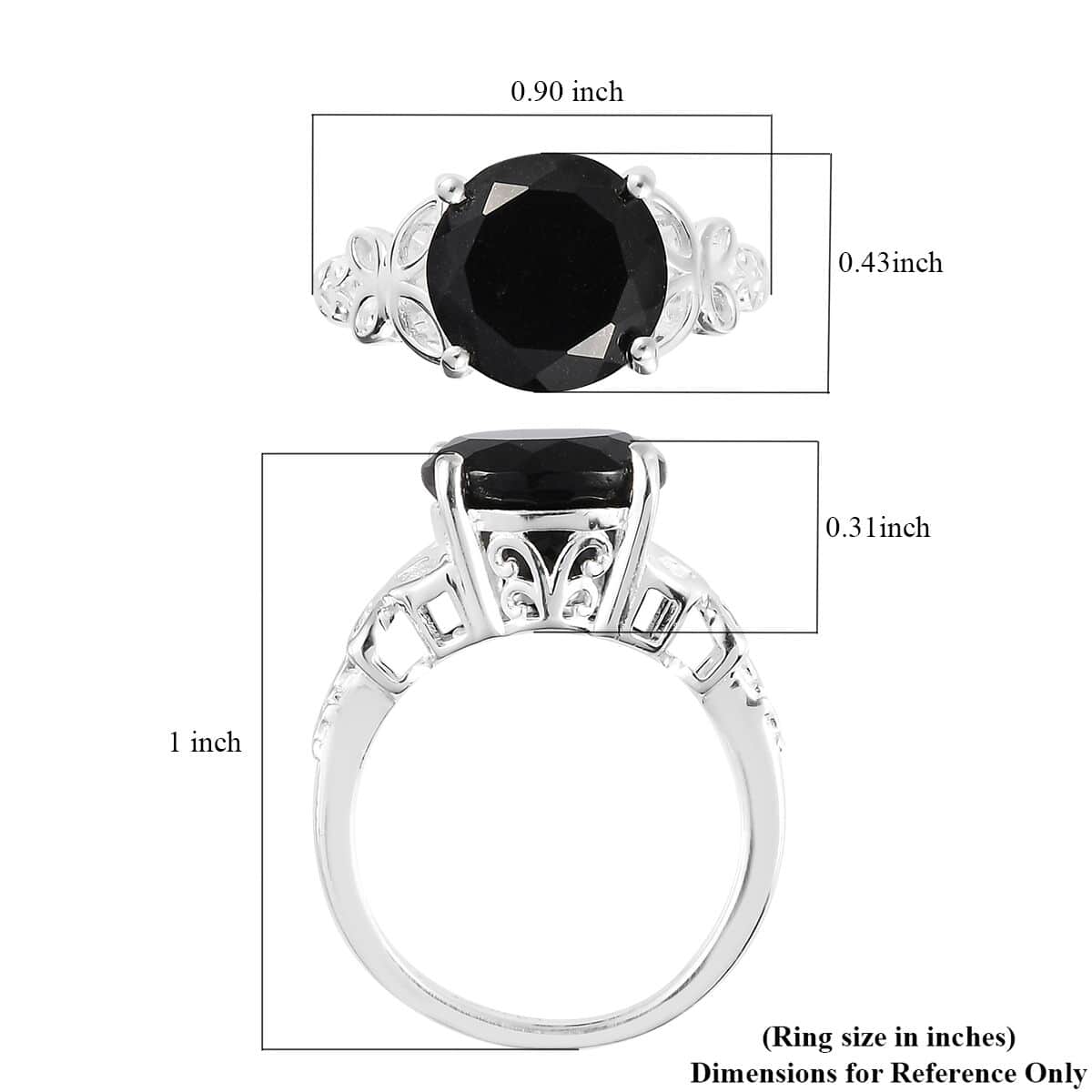 Australian Black Tourmaline Solitaire Ring in Sterling Silver (Size 7.0) 3.75 ctw image number 7
