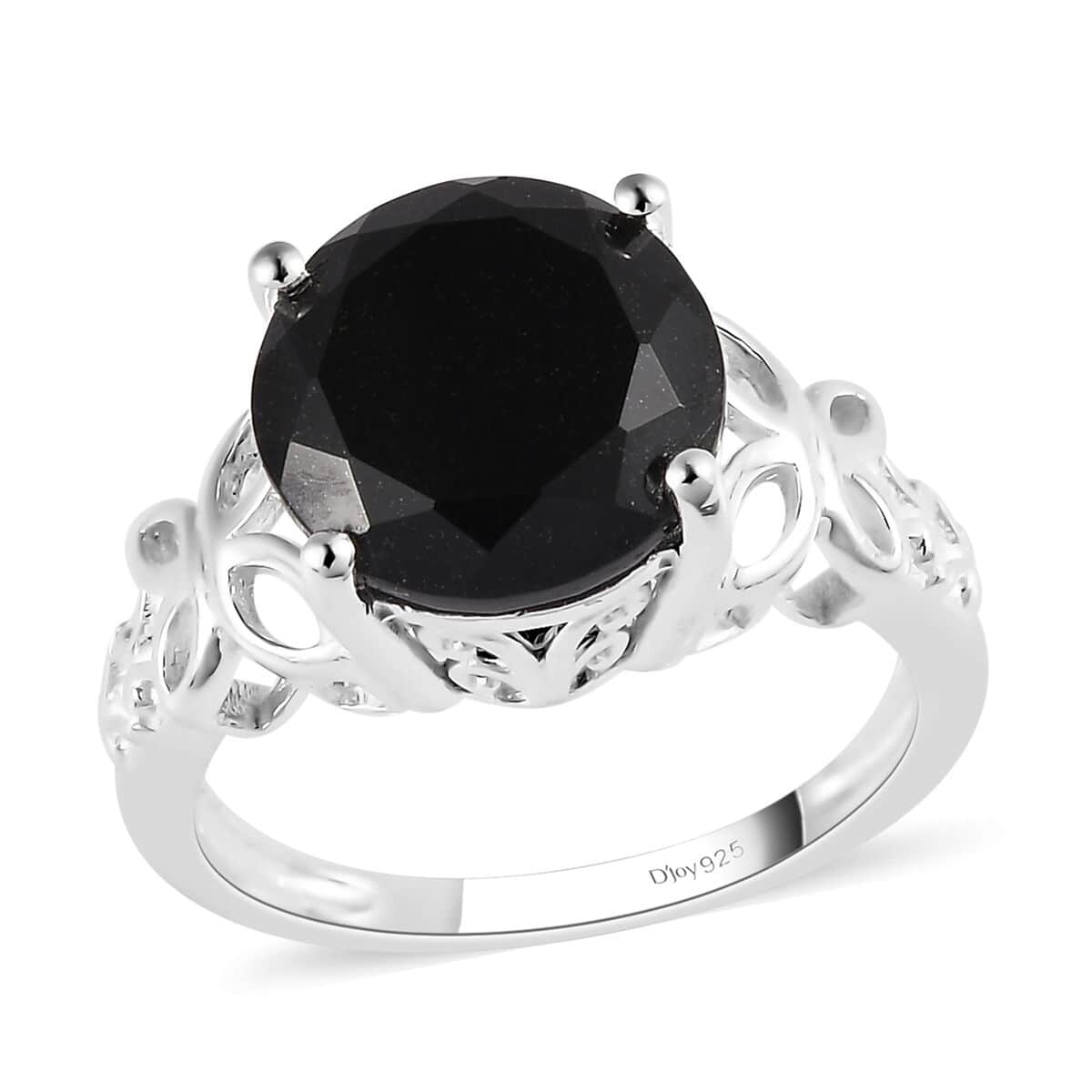 Australian Black Tourmaline Solitaire Ring in Sterling Silver (Size 8.0) 3.75 ctw image number 0