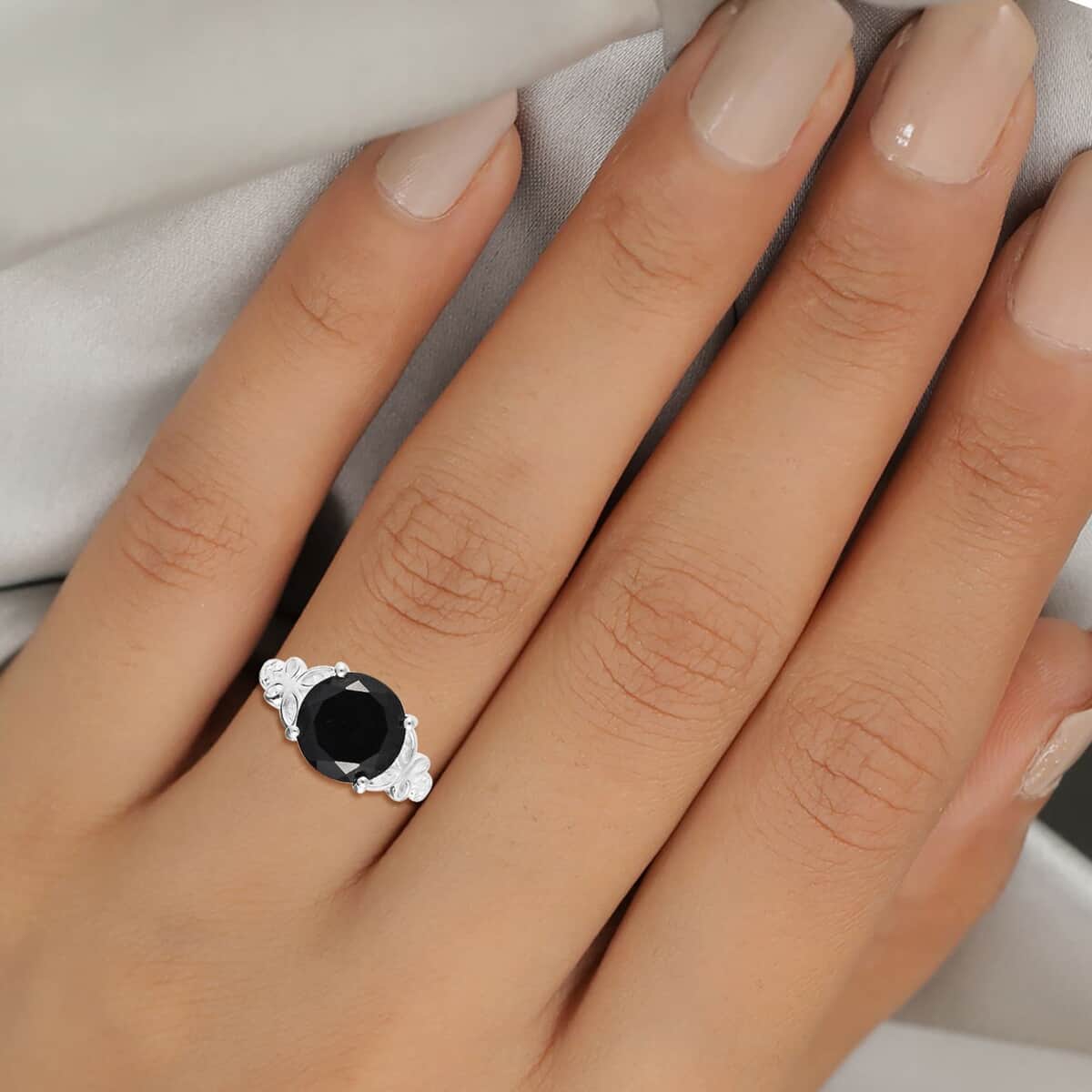 Australian Black Tourmaline Solitaire Ring in Sterling Silver (Size 8.0) 3.75 ctw image number 1