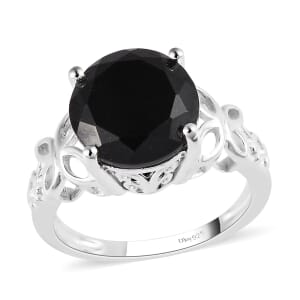 Australian Black Tourmaline Solitaire Ring in Sterling Silver (Size 9.0) 3.75 ctw