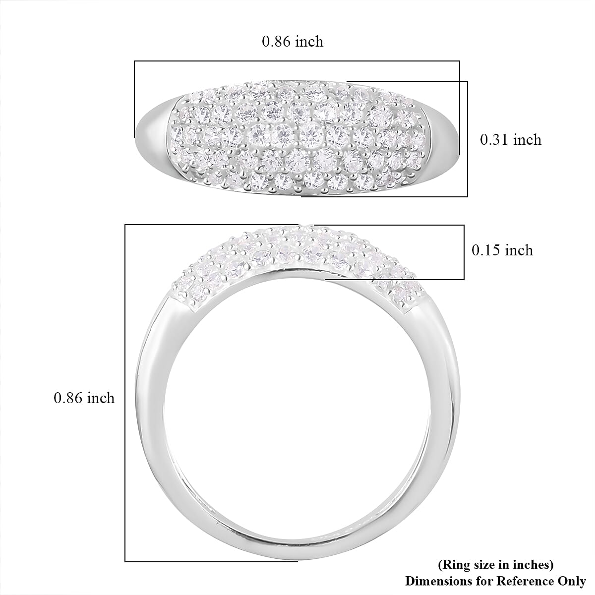 Simulated Diamond Band Ring in Sterling Silver (Size 10.0) 2.90 ctw