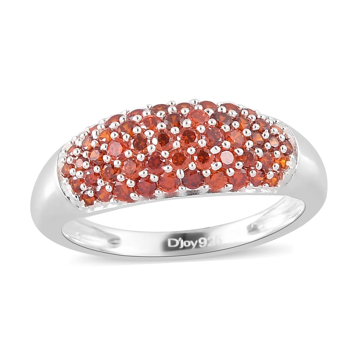 Simulated Garnet Color Diamond Band Ring in Sterling Silver (Size 5.0) 2.90 ctw