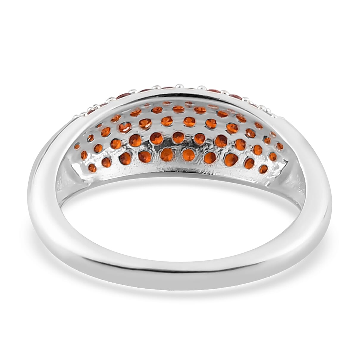 Simulated Garnet Color Diamond Band Ring in Sterling Silver (Size 5.0) 2.90 ctw