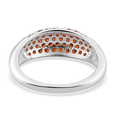 Simulated Garnet Color Diamond Band Ring in Sterling Silver (Size 5.0) 2.90 ctw