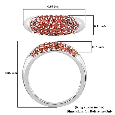 Simulated Garnet Color Diamond Band Ring in Sterling Silver (Size 5.0) 2.90 ctw