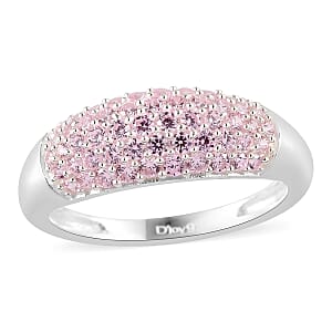 Simulated Pink Diamond Band Ring in Sterling Silver (Size 8.0) 2.90 ctw
