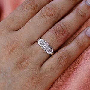 Simulated Pink Diamond Band Ring in Sterling Silver (Size 8.0) 2.90 ctw