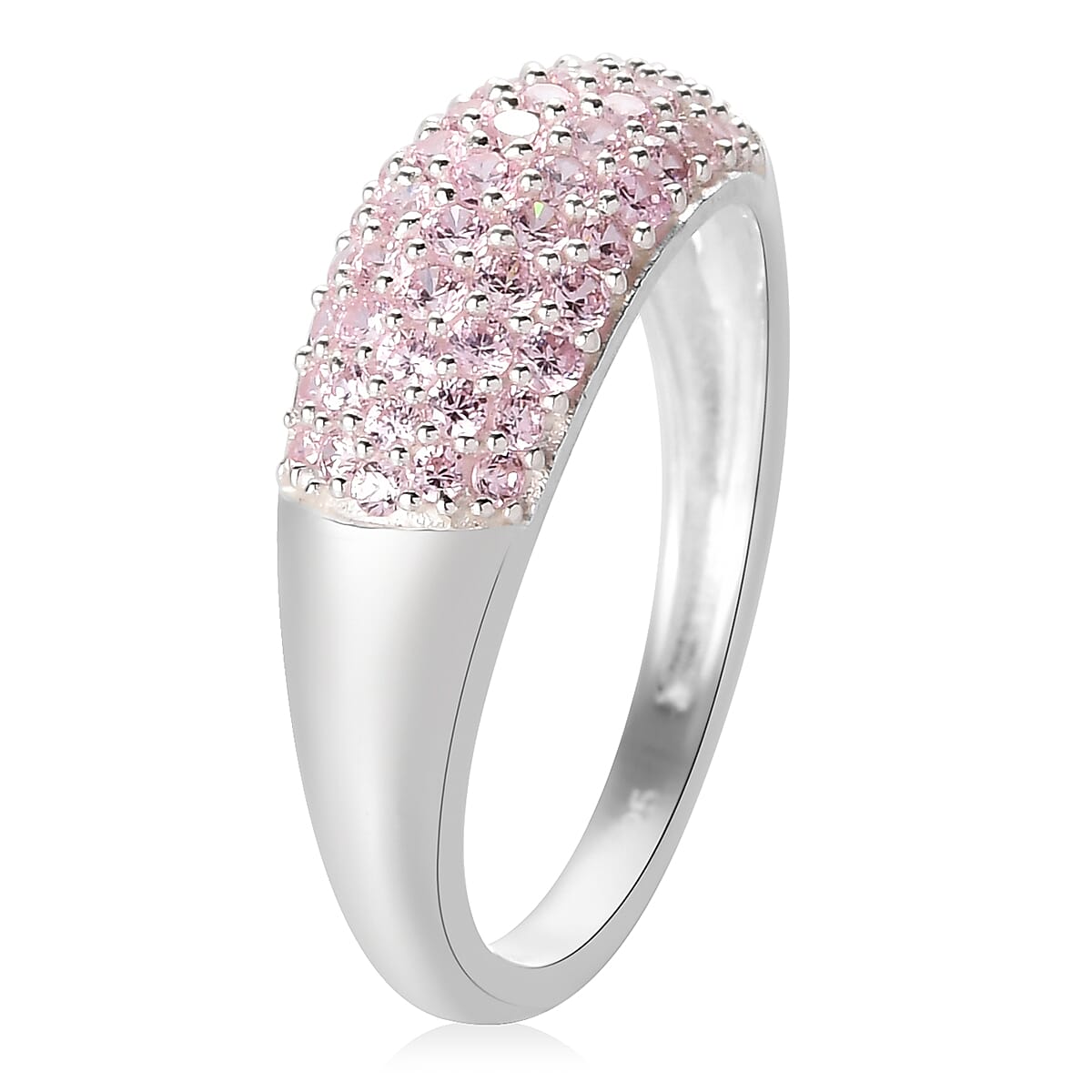 Simulated Pink Diamond Band Ring in Sterling Silver (Size 8.0) 2.90 ctw image number 3