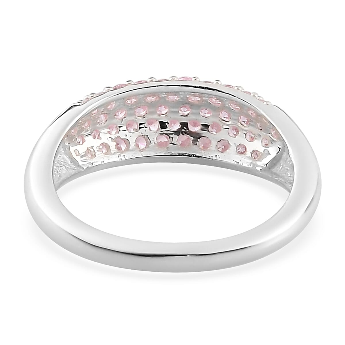 Simulated Pink Diamond Band Ring in Sterling Silver (Size 8.0) 2.90 ctw image number 4