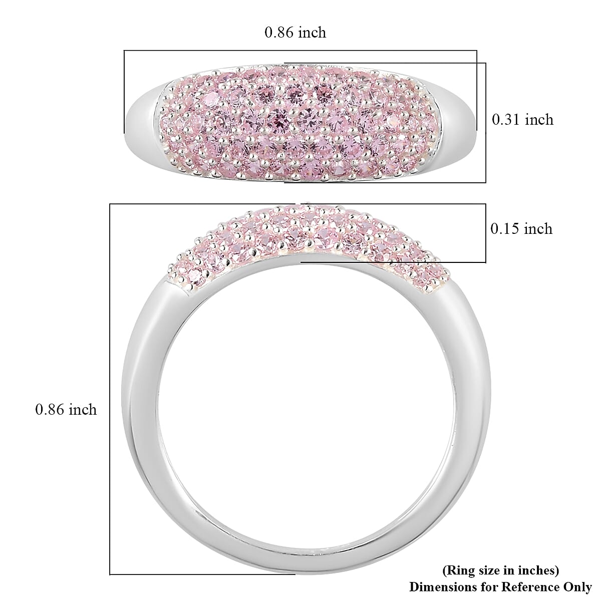 Simulated Pink Diamond Band Ring in Sterling Silver (Size 8.0) 2.90 ctw image number 5