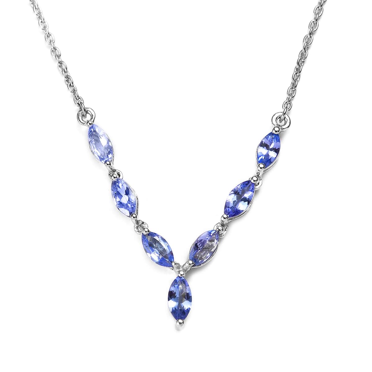 Tanzanite Necklace 18 Inches in Platinum Over Sterling Silver 1.65 ctw image number 0