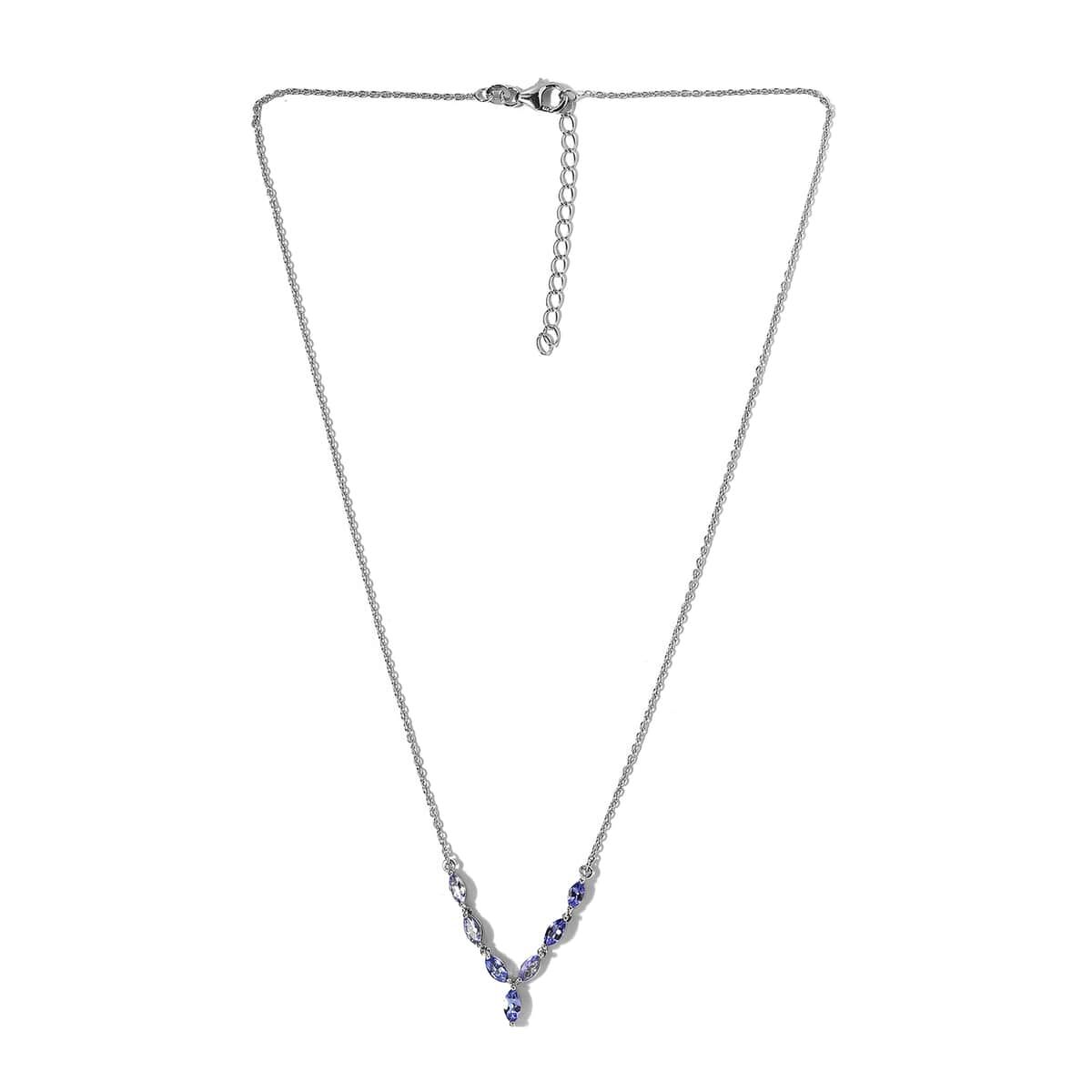 Tanzanite Necklace 18 Inches in Platinum Over Sterling Silver 1.65 ctw image number 3