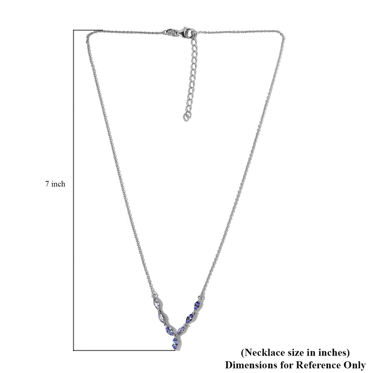 Tanzanite Necklace 18 Inches in Platinum Over Sterling Silver 1.65 ctw image number 5