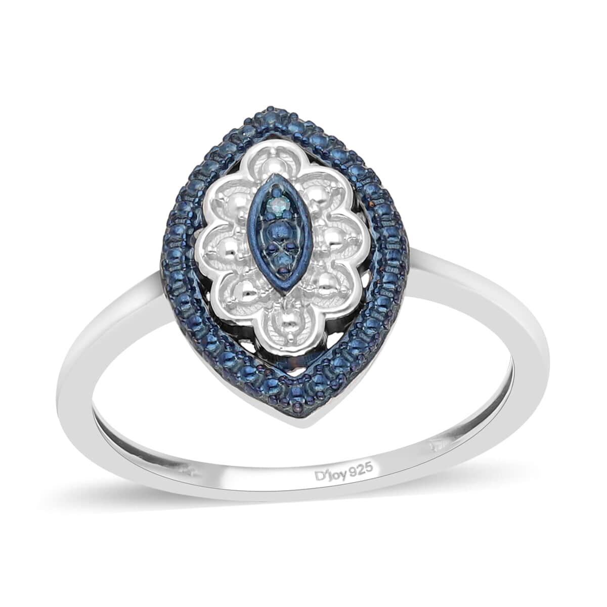 Blue Diamond Accent Ring in Platinum Over Sterling Silver (Size 10.0) image number 0