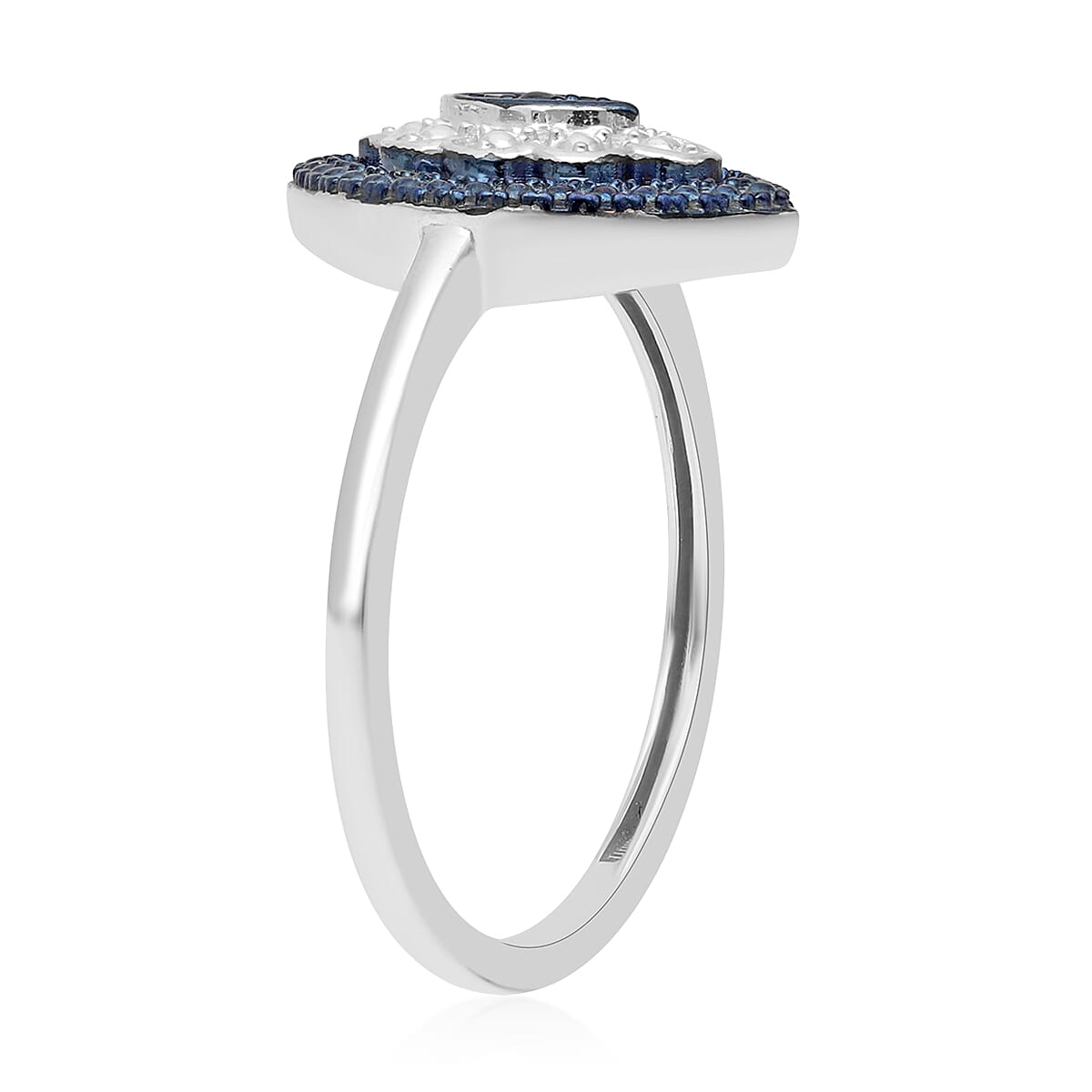 Blue Diamond Accent Ring in Platinum Over Sterling Silver (Size 10.0)