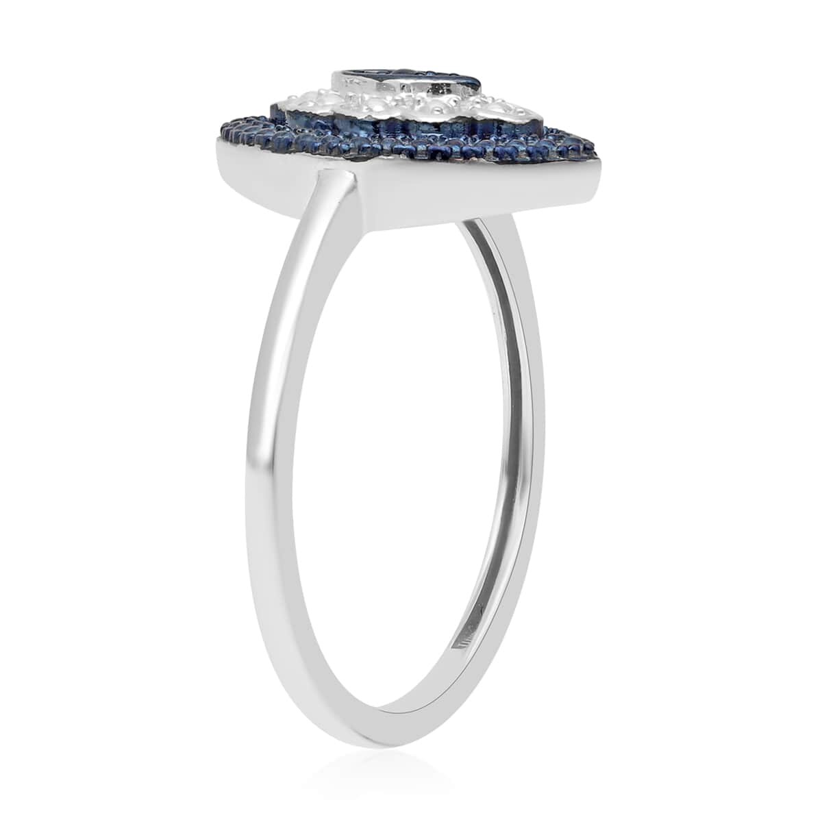 Blue Diamond Accent Ring in Platinum Over Sterling Silver (Size 10.0) image number 3