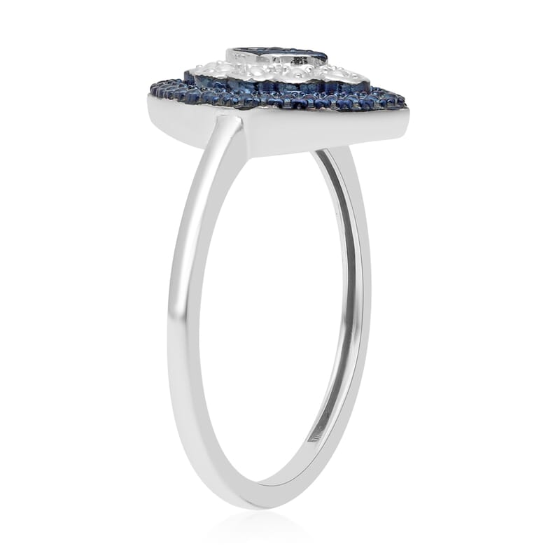 Blue Diamond Accent Ring in Platinum Over Sterling Silver (Size 10.0)