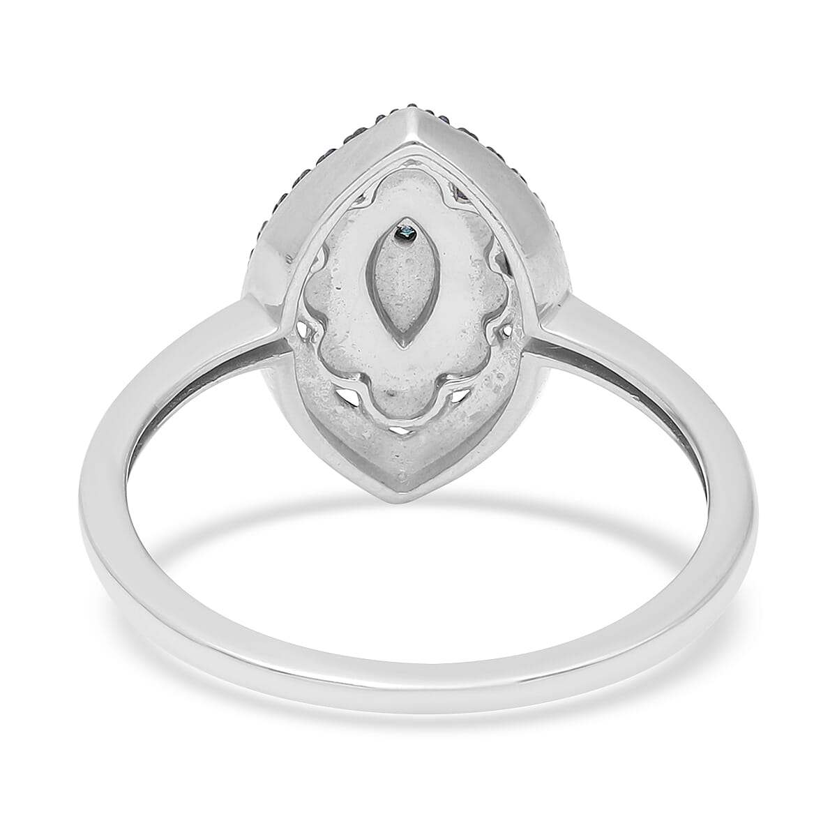 Blue Diamond Accent Ring in Platinum Over Sterling Silver (Size 10.0)