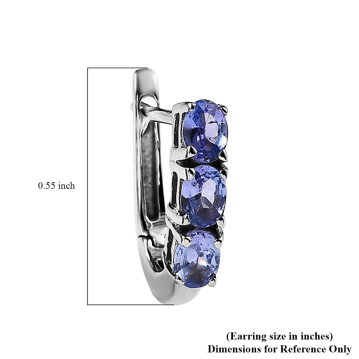 Tanzanite Earrings | Huggie Hoop Earrings | Silver Huggie Hoops | Sterling Silver Earrings | Three Stone Earrings 1.00 ctw image number 4