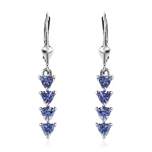 Tanzanite Dangle Earrings in Platinum Over Sterling Silver 1.25 ctw