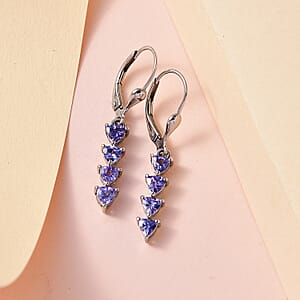 Tanzanite Dangle Earrings in Platinum Over Sterling Silver 1.25 ctw