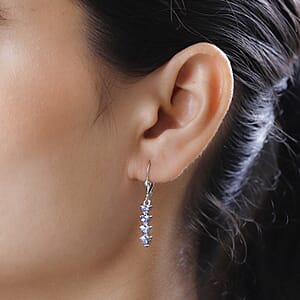 Tanzanite Dangle Earrings in Platinum Over Sterling Silver 1.25 ctw