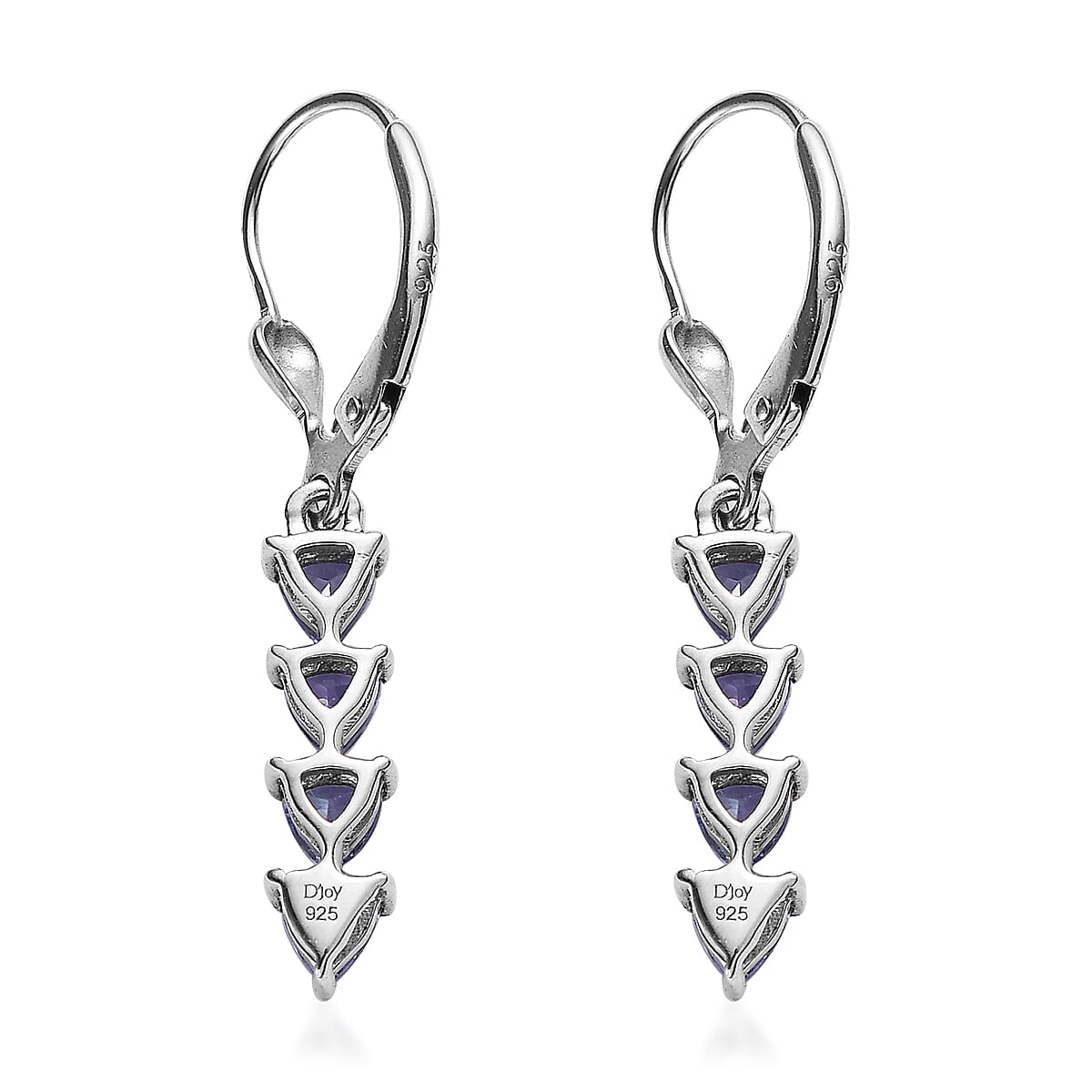 Tanzanite Dangle Earrings in Platinum Over Sterling Silver 1.25 ctw image number 3