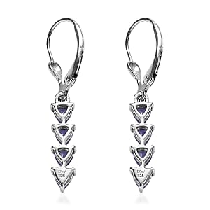 Tanzanite Dangle Earrings in Platinum Over Sterling Silver 1.25 ctw