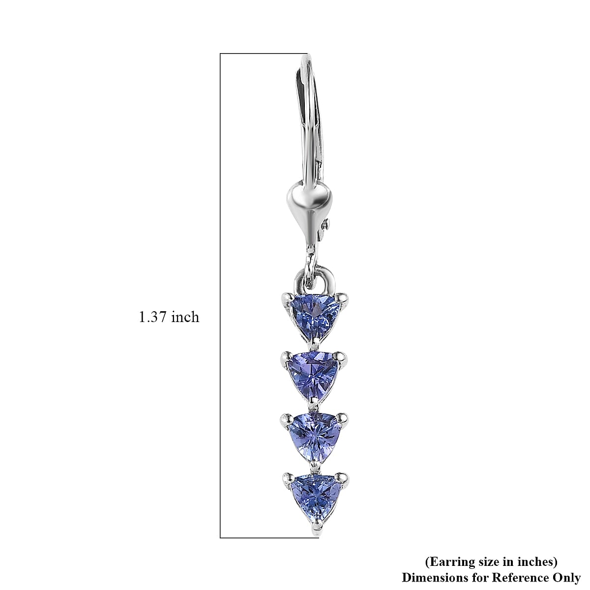 Tanzanite Dangle Earrings in Platinum Over Sterling Silver 1.25 ctw image number 4