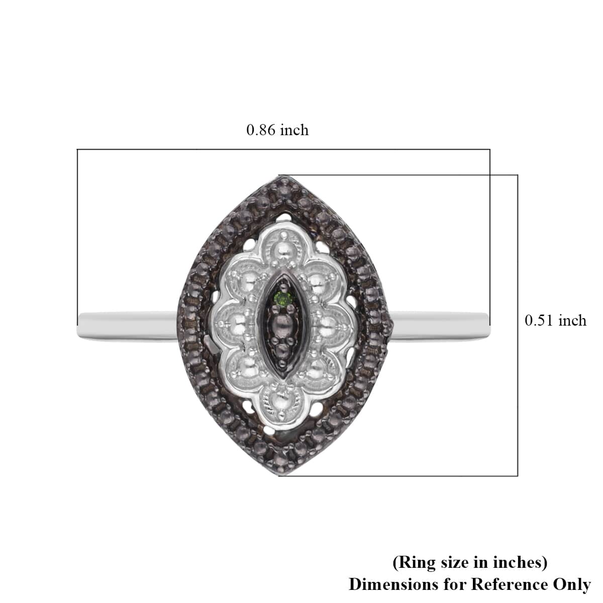 Green Diamond Accent Ring in Platinum Over Sterling Silver (Size 8.0) image number 5