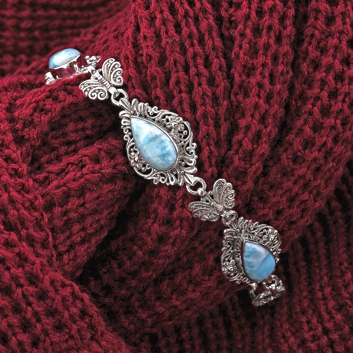 Bali Legacy Larimar Toggle Clasp Bracelet in Sterling Silver (7.50 In) 21.00 ctw image number 1