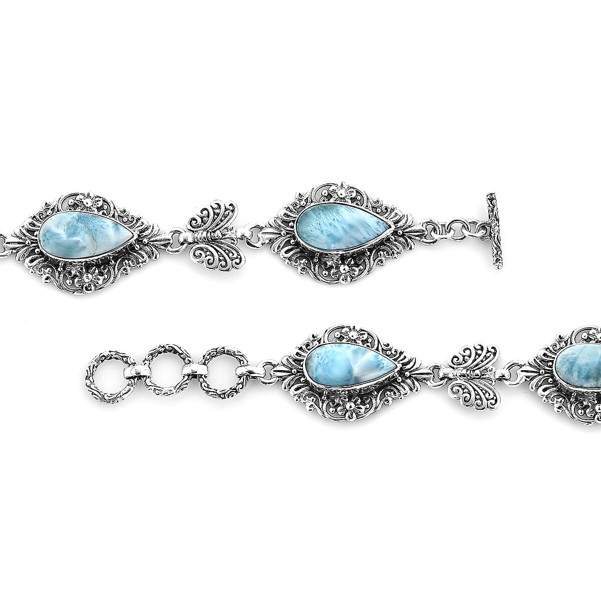 Bali Legacy Larimar Toggle Clasp Bracelet in Sterling Silver (7.50 In) 21.00 ctw image number 3