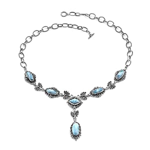 Bali Legacy Larimar Toggle Clasp Necklace 20 Inches in Sterling Silver 28.15 ctw