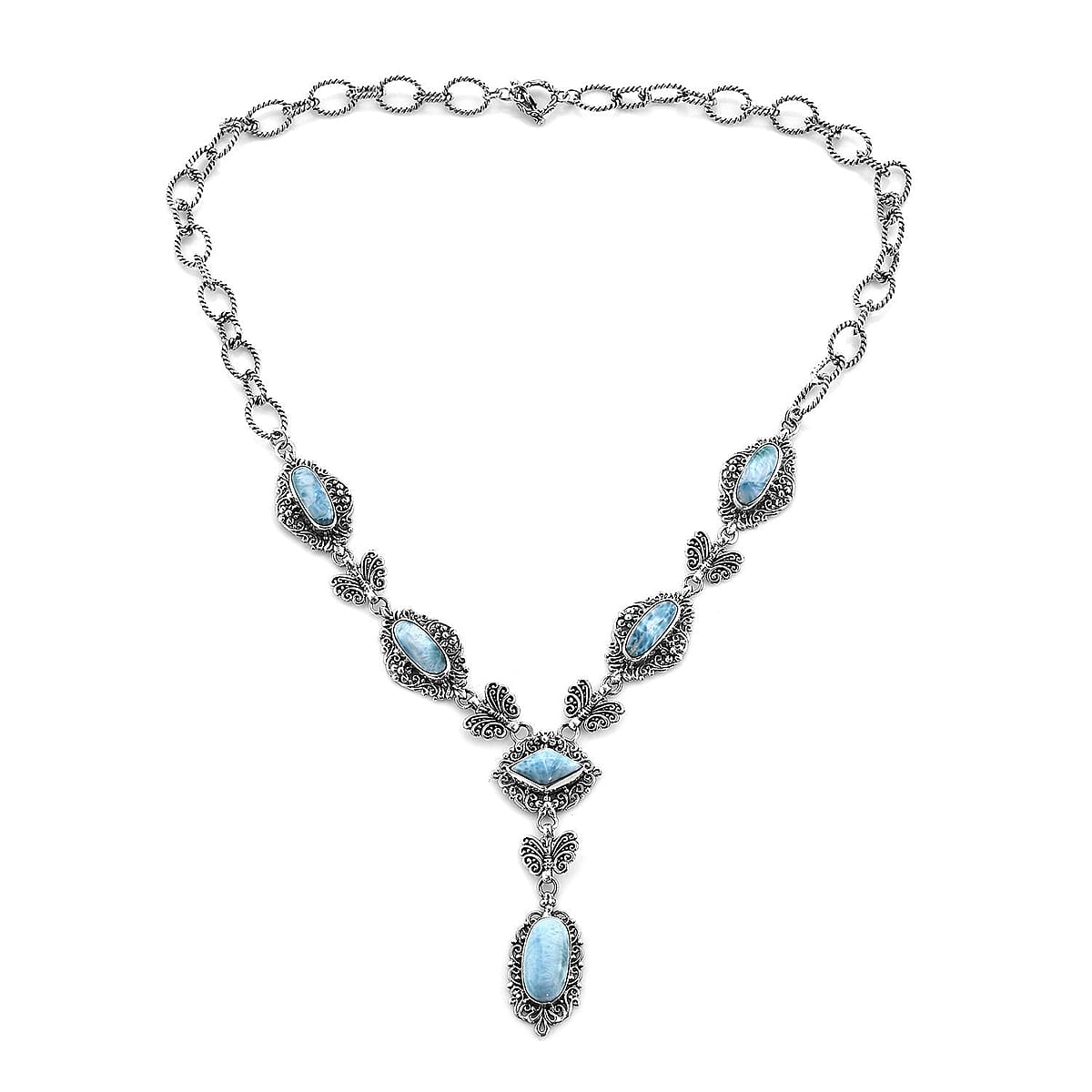 Bali Legacy Larimar Toggle Clasp Necklace 20 Inches in Sterling Silver 28.15 ctw image number 3