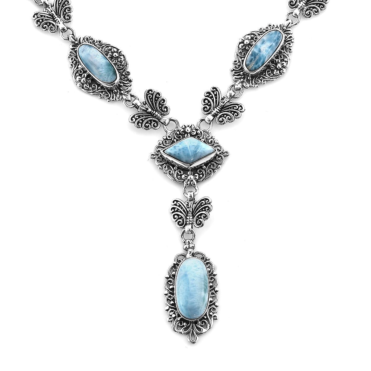Bali Legacy Larimar Toggle Clasp Necklace 20 Inches in Sterling Silver 28.15 ctw image number 4