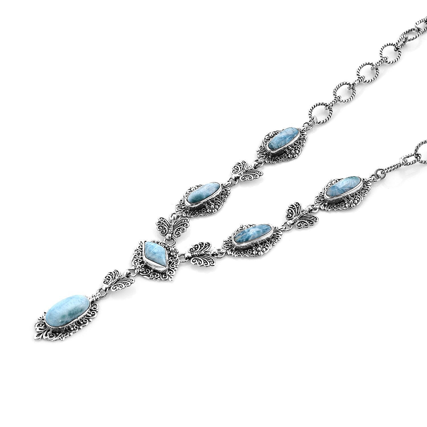 Bali Legacy Larimar Toggle Clasp Necklace 20 Inches in Sterling Silver 28.15 ctw