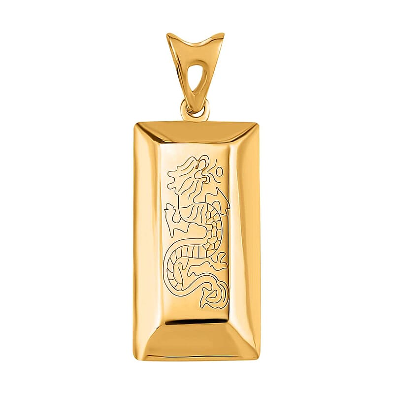 Iliana 18K Yellow Gold Dragon Bar Pendant without Chain 1.47 Grams