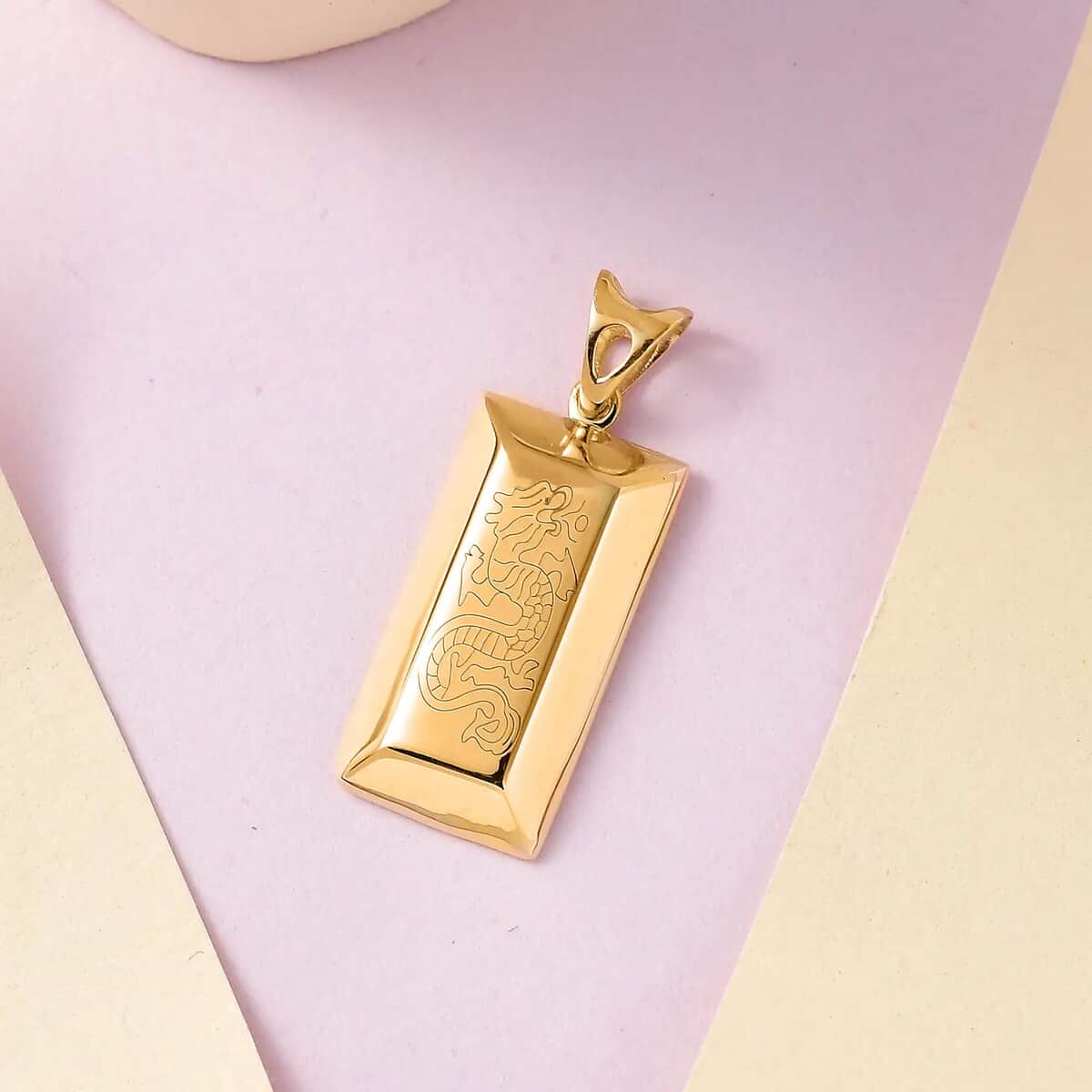 18K Yellow Gold Electroform Bar Pendant 1.60 Grams image number 1