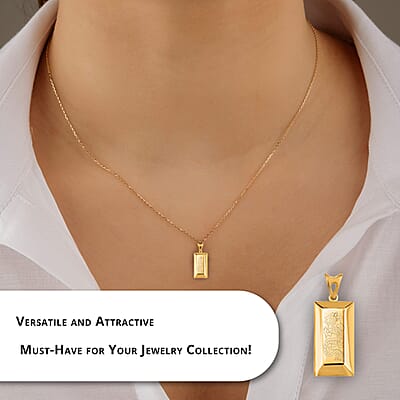 Iliana 18K Yellow Gold Dragon Bar Pendant without Chain 1.47 Grams