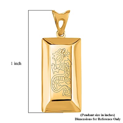 Iliana 18K Yellow Gold Dragon Bar Pendant without Chain 1.47 Grams