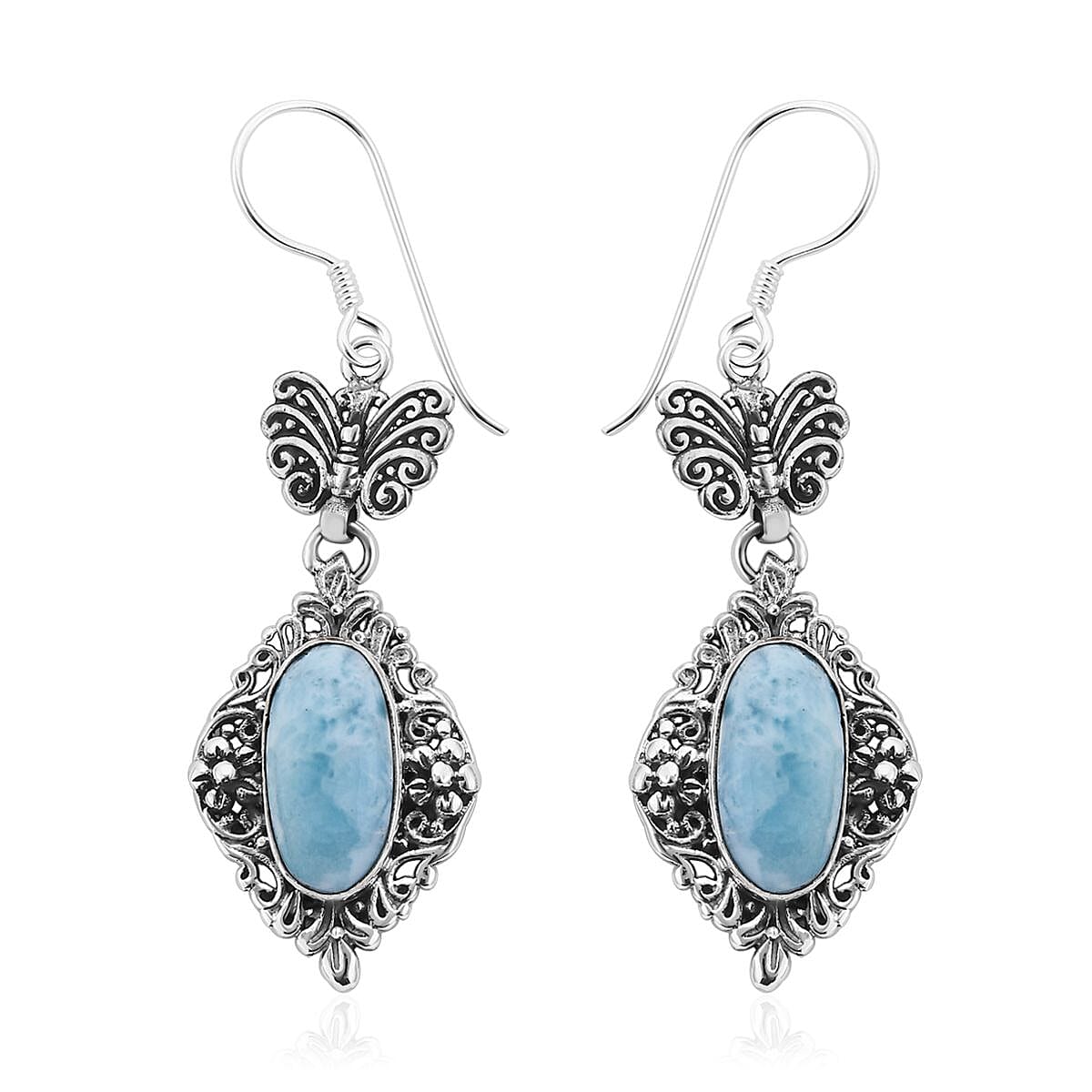 Bali Legacy Larimar Earrings in Sterling Silver 10.50 ctw image number 0