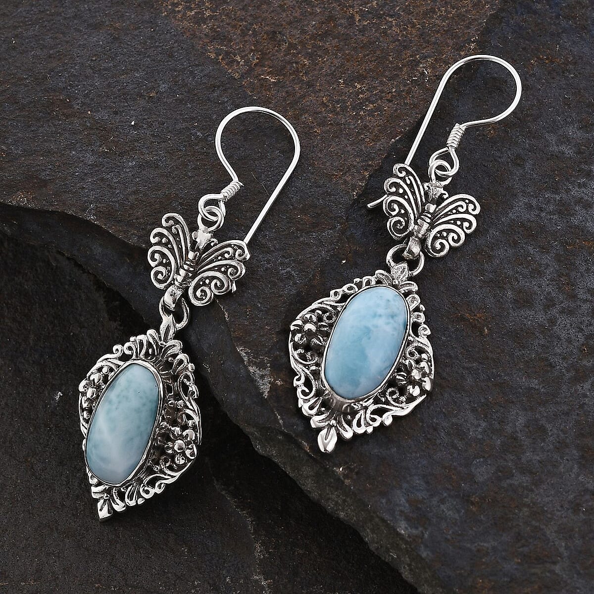 Bali Legacy Larimar Earrings in Sterling Silver 10.50 ctw image number 1