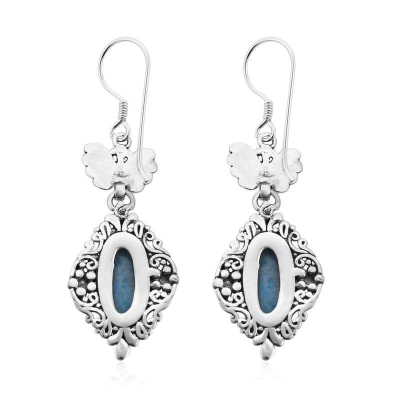 Bali Legacy Larimar Dangle Earrings in Sterling Silver 10.50 ctw
