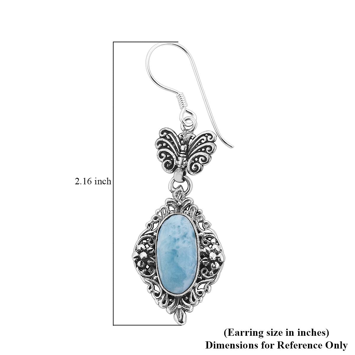 Bali Legacy Larimar Dangle Earrings in Sterling Silver 10.50 ctw