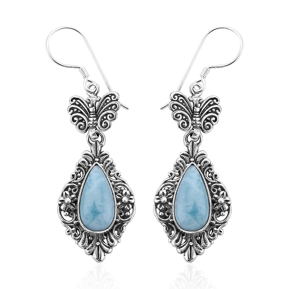 Bali Legacy Larimar Dangle Earrings in Sterling Silver 9.90 ctw image number 0